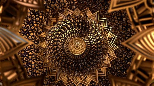 Golden Abstract Ornate Mandala Loop Background Animation
