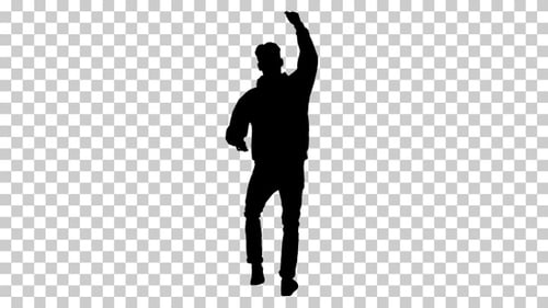 Silhouette Lässiger Mann tanzt, Alpha Channel