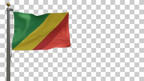 Waving Flag of Republic of Congo on Transparent Background