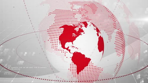 Animation of white and red digital globe