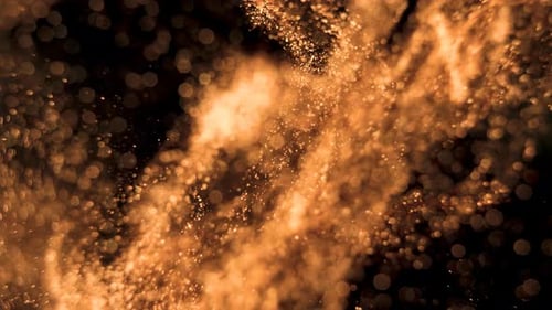 Elegant, Detailed, and Golden Particles Flow with Shallow Depth of Field Underwater