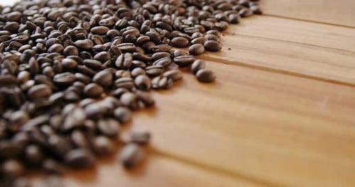 Close-up of scattered coffee beans