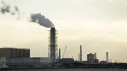 Industrial factory during sunset in Kawasaki of Japan