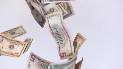 Dollar fallen auf weißen Hintergrund