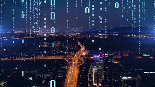 smart Connected city skyline. Futuristic network concept, city Technology.