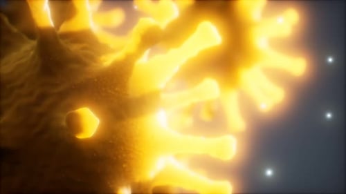 Glowing Microscopic Cell or Virus Rotating 3D Animation
