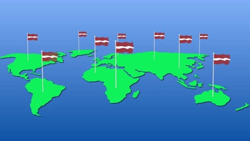 Global Animated World Map with Waving Flags