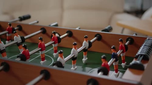 Close Up of Foosball Game Table to Do Fun Activity and Entertainment