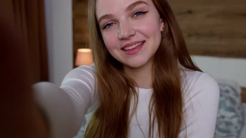 Young Woman Smiling, Posing Indoors