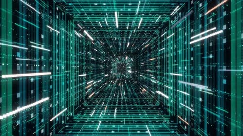 Hyper jump into another galaxy through the green tunnel