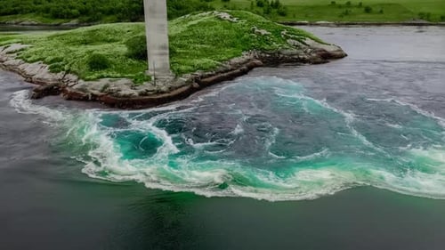 Waves of Water of the River and the Sea Meet Each Other During High Tide and Low Tide