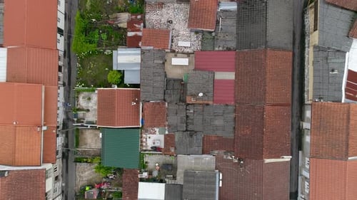 Birds Eye View Over Dense City Rooftops
