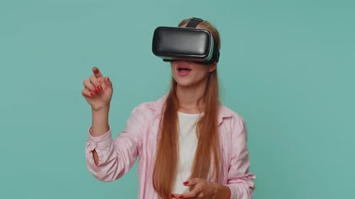 Woman Experiencing Virtual Reality Headset