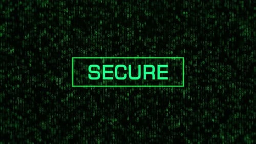 SECURE Concept Over Computer Binary Background. SECURE Text Over Binary Code