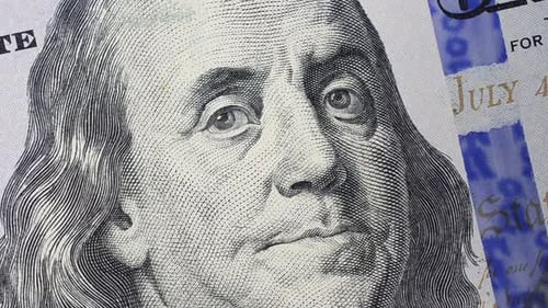 Close-up Portrait of Benjamin Franklin on Dollar Bill