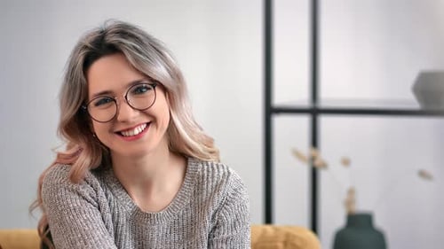 Smiling Woman with Glasses Portrait Indoors
