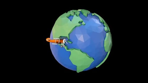Plane-jouet et Terre Low Poly