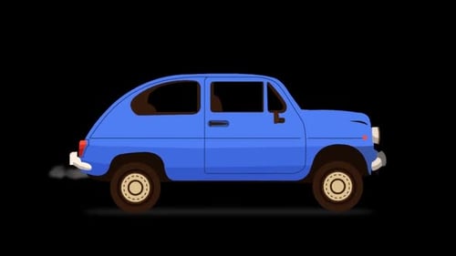 Animated Blue Vintage Car Driving Loop