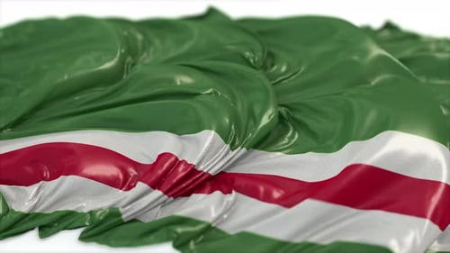 Realistic Fabric Flag Waving Animation with Green White Red Stripes