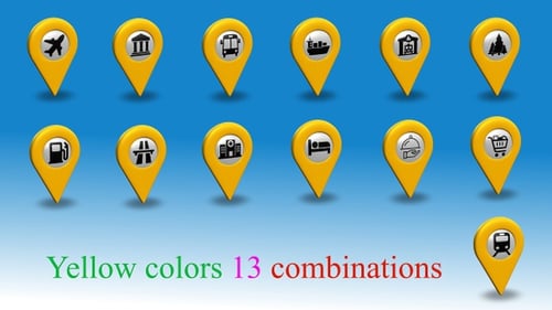 Animated Map Pointer Icons for Navigation and Travel Locations