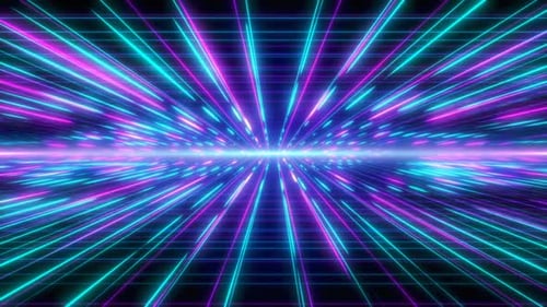 Futuristic Neon Light Speed Tunnel Background Loop