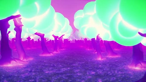 Magic Purple Forest With Cute Cartoon Trees Hd