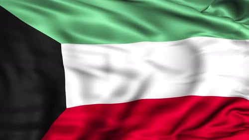 Waving Flag of Kuwait Realistic Fabric Loop Animation