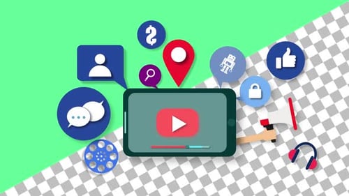 Animated Smartphone Infographics with Social Media Icons