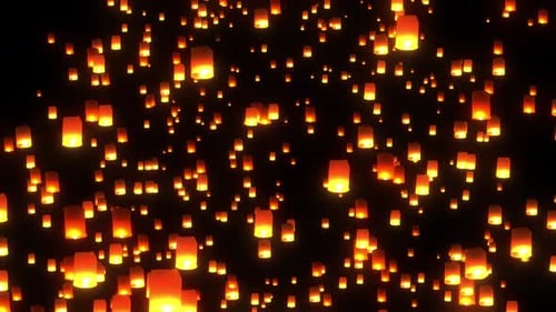 Flying Sky Lanterns Animation for Celebrations and Festive Events