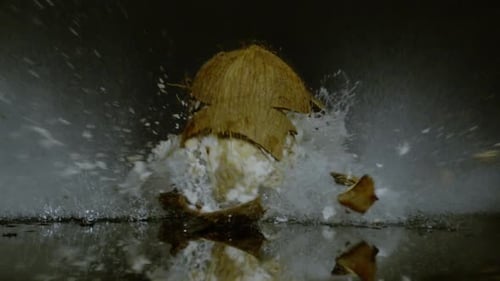 Coconut exploding, Ultra Slow Motion