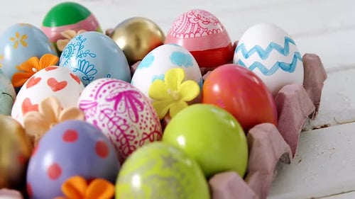 Colorful Easter Eggs Arranged for Celebration