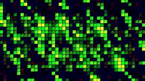 Bunter Tanz aus zufällig blinkenden Quadraten