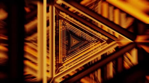 Abstract Geometry Figure Triangle Golden Tunnel Motion Throw Tube Vj Loop HD