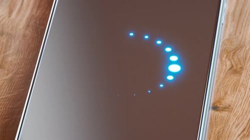 Ein Smartphone, das das Synchronisierungssymbol anzeigt. Synchronisation läuft. Daten synchronisieren.