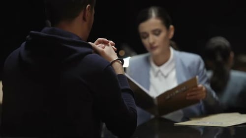Thinking Woman Prosecutor Reading Criminal Case Documents, Interrogation Process