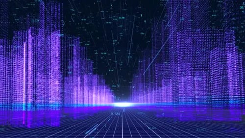 Technology Background Of High Rise Building Model In Holographic Smart City