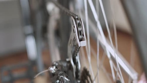 Close Up of Bicycle Chain Cycling Around