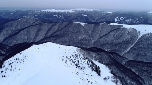 Winter Mountain Landscape Aerial View