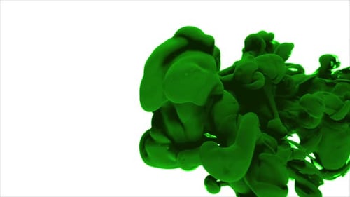 Abstract Green Ink Drop on White Background