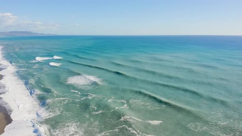 Aerial view of a rough ocean waves