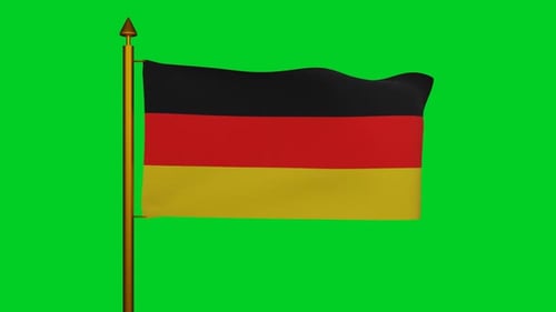 Waving German Flag on Isolated Green Screen