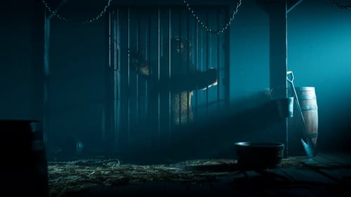 Dark Creature Trapped in a Mystical Barred Cage