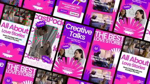 Dynamic Love Stories Podcast Intro with Modern Card Layout