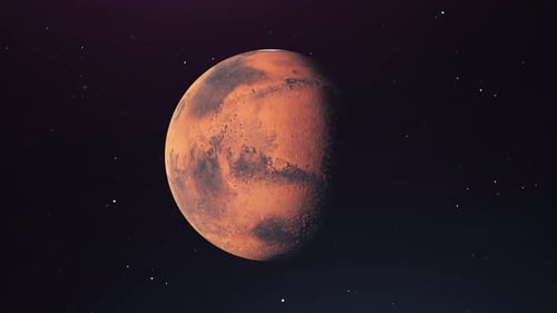 Realistic Planet Mars Rotating in Starry Space Animation