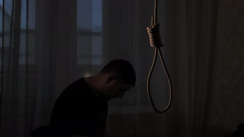 Depressed Man Contemplating Suicide
