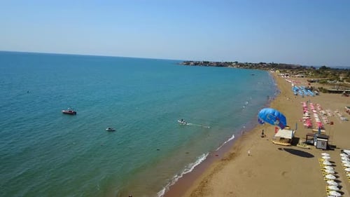 Side, Mediterranean Sea Coast, Touristic Beach of Peninsula, Antalya, Turkey