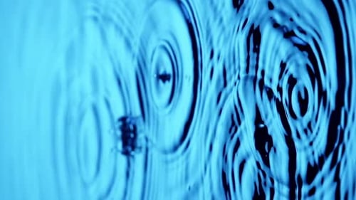 Abstract Blue Water Ripples and Droplets