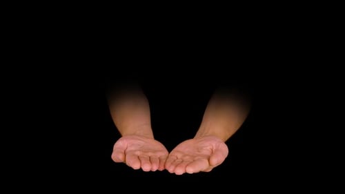 Open Hands Ready to Receive on Black Background