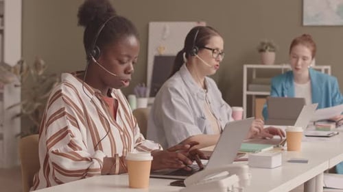 Multiethnic Women Working at Call Center
