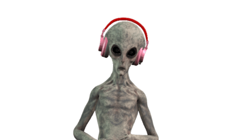 Animated 3D Alien Character With Headphones Dancing
